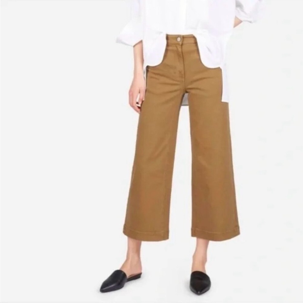 Everlane Cropped Wide Leg High Rise Regular Pant in Tapenade Brown Size 2